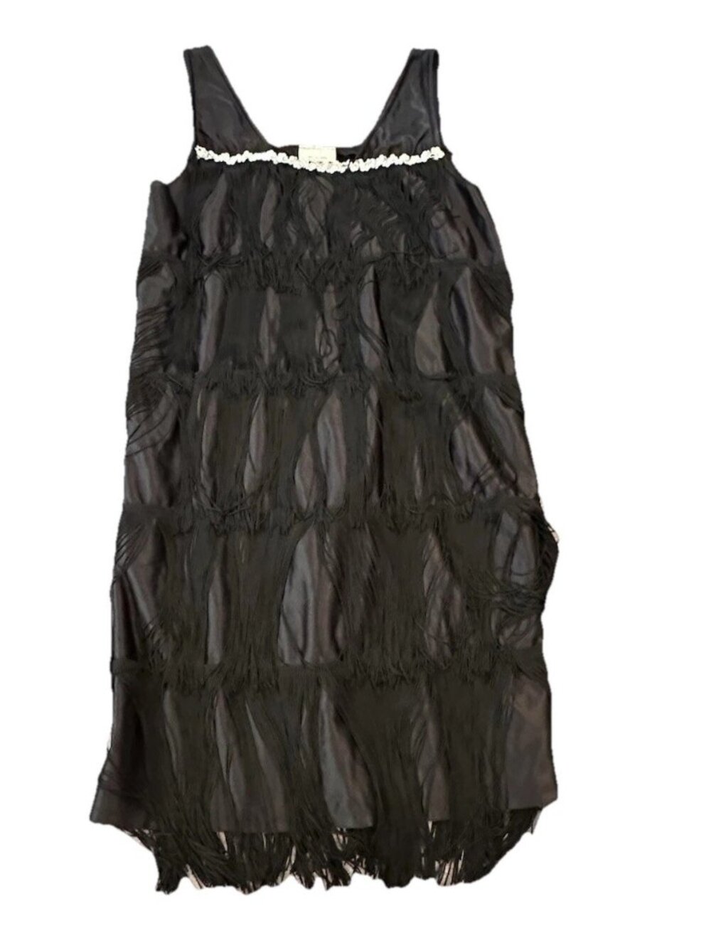 Spirit Halloween 1920s Flapper Costume M Black Fringe Great Gatsby Dress Jazz